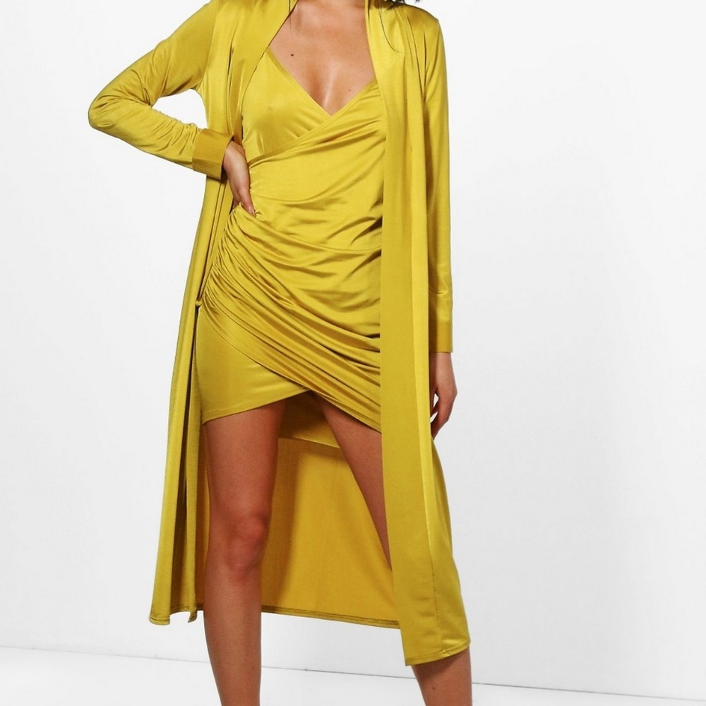 Slinky Wrap Drape Dress & Duster Co-ord